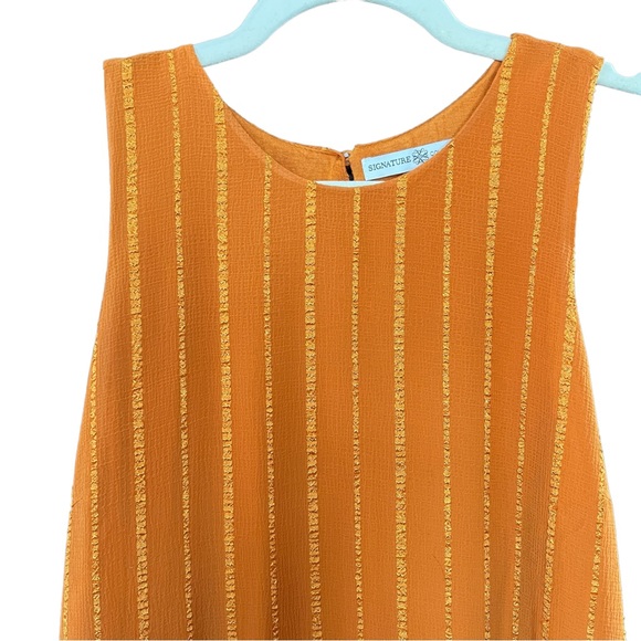 Ladies Top - Tunic - Textured Chiffon - Back Slit - Semi Sheer - Lined - Orange - Picture 4 of 11